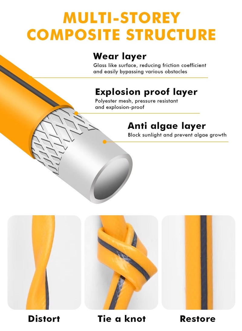 HomarKet Garden Hose and Garden Hose Nozzle, Water Hose with Connectors,Spray Patterns Heavy Duty Metal Spray Gun,High Pressure Pistol Grip Sprayer for Watering Plants and Car Wash - Image 5